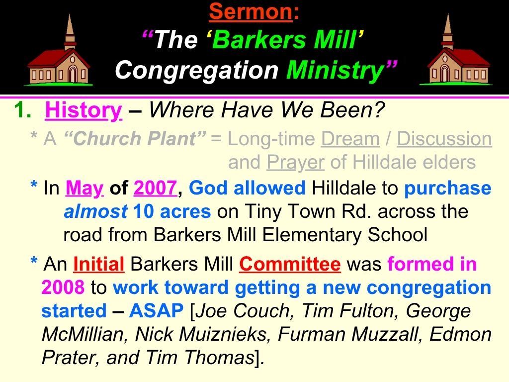 First Sermon about Barkers Mill