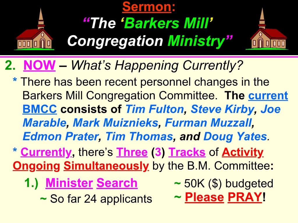 First Sermon about Barkers Mill